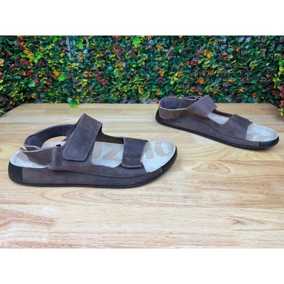 Ecco Cozmo‎ Nubuck Leather Sandals Shoes Hook and Loop Brown Mens 12-12.5 46 EUC - Picture 3 of 10
